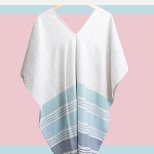 NEW Tribe Alive blue striped caftan swim coverup